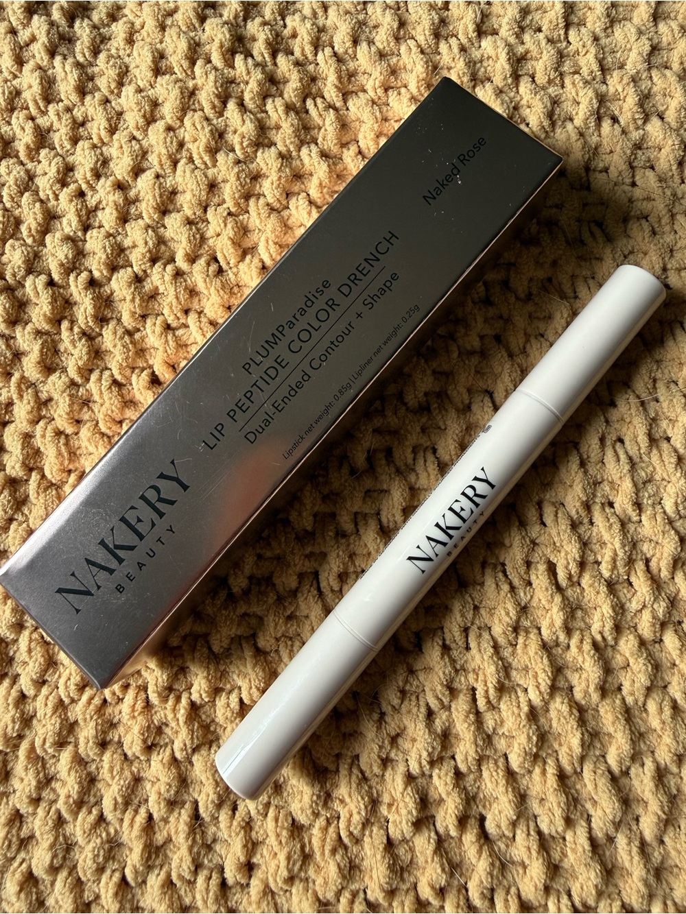 Nakery Beauty Lip Peptide Color Drench Dual-Ended Lipstick — Naked Rose (Pink)